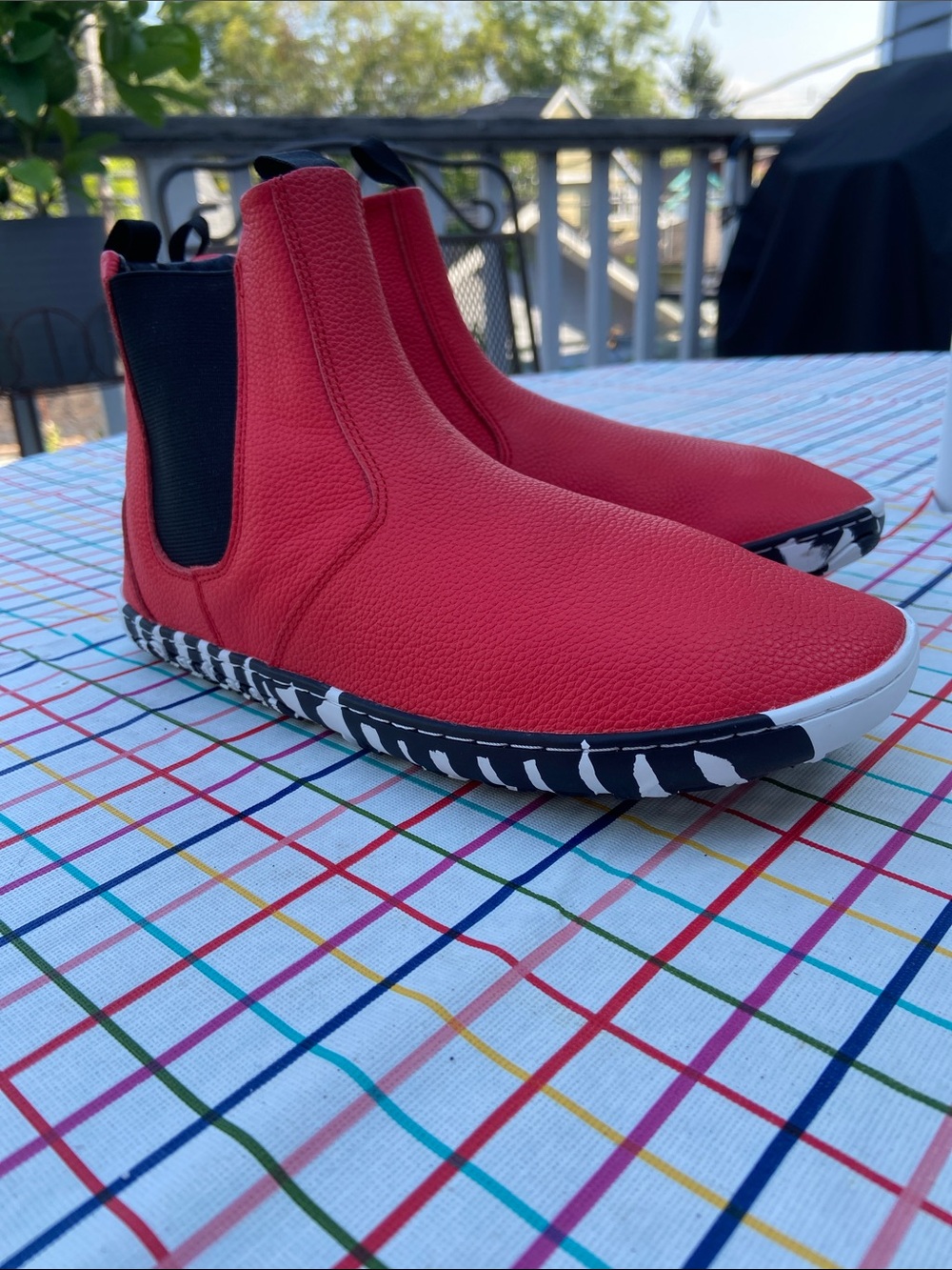 Red Slip-On statement Chelsea Boots - brand new